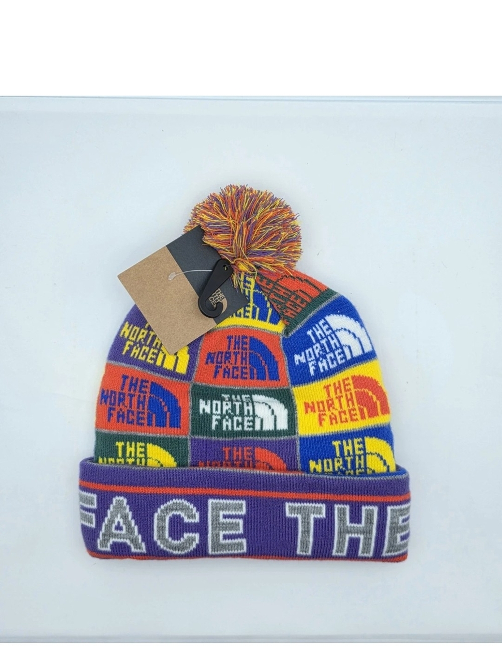 NWT The North Face Youth One Size Toque Beanie Hat All Over Print Ski Snowboard